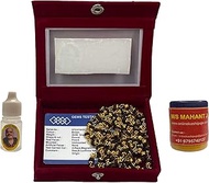 MAHANT JI 100% Natural & Original 108 + 1 Beads 5 Mukhi Rudraksha Mala in Gold Plated Cap Lab Tested