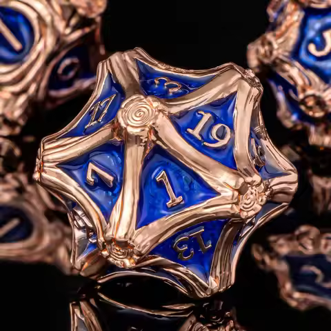7-Die Metal DND Dice Set Dungeons and Dragons Polyhedral Roll Playing Dice D20 D12 D10 D% D8 D6 D4 f