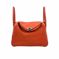 ［3097］愛馬仕 Hermès Lindy 30 火焰橙 手提包 EP皮  銀扣