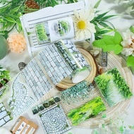 (8EF) transparent washi tape with cloud motif, stone building cloud mix