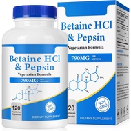 Betaine Hydrochloride (HCl) with Pepsin, 120 Capsules Betaine HCl Capsules ports Healthy Digestion, 