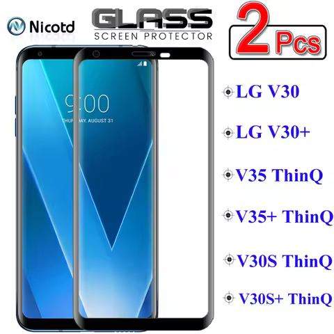 2 Pieces NicoTD Protective Glass on the For LG V30 V35 V30S ThinQ V30 V35 Plus Full Cover Screen Pro