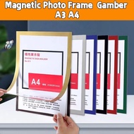 A3 A4 Magnetic Photo Frame Gambar Magnetic Display Board Wall Stick Frame Photo Certificate Office A