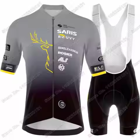 2023 Cycling Jersey Saris Rouvy Sauerland Team Set Men Cycling Clothing Road Bike Shirt Suit Summer 
