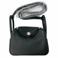 HERMES 愛馬仕 MINI LINDY K刻 皮革 肩背包 黑色 銀扣
