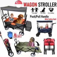 [SG SELLER][FREE GLOVES] Pets Baby Toddler Cat Dog Wagon Stroller with Roof with Brakes Safety Travel Wagon Trolley