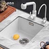 ‍🚢RKT4Quartz Sink Small Single Sink Set Kitchen Corner Washing Basin Sink Bar Counter Small Square Slot Vegetable Washin