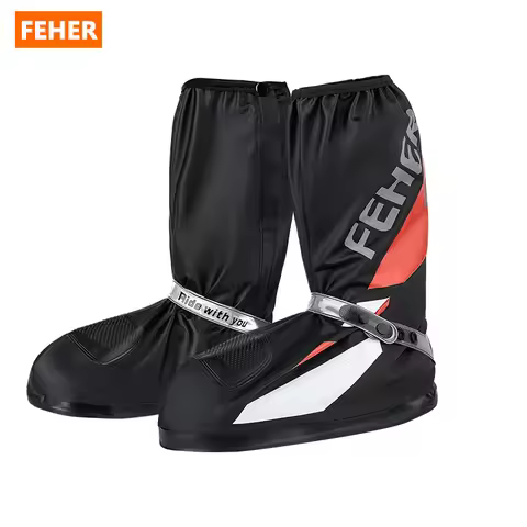 FEHER Motorcycle Rain Shoe Covers JK-322 High-top Non‑Slip Waterproof Motorbike Overshoes Reusable H