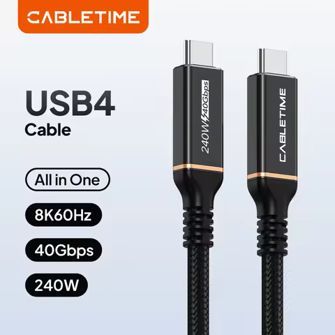 CABLETIME USB4 Cable 40Gbps Support 8K 60Hz PD240W Fast Charging Thunderbolt3/4 USB 4.0 USB C to C F