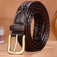 Tucano | เข็มขัดหนังแท้ถัก Tucano สำหรับผู้ชายและผู้หญิง หัวเข็มขัดแบบถักแบบลำลอง หนังวัวชั้นบน สไตล