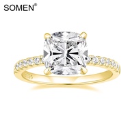 SOMEN Cushion Cut Cubic Zirconia CZ Engagement Rings 3.5CT 925 Sterling Silver Rings Wedding Bands f