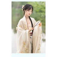 YQ4 Hanfu Dress Women Ancient Chinese Hanfu 4pcs Sets Female Fairy Cosplay Costume Summer Dance Dress Hanfu Beige Party
