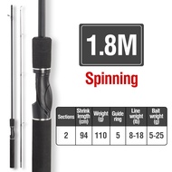 คันเบ็ดตกปลาน้ำหนักเบาพิเศษสีดำ1.8ม.คันเบ็ดจิ๊กกิ้ง FRP แข็งแรงมากคันเบ็ดหมุนหล่อน้ำจืดน้ำเค็ม