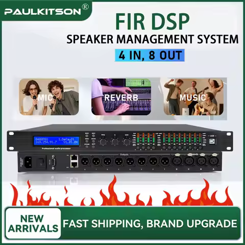 Paulkitson PX48 Digital Audio Processor Driver Rack 4‑In 8‑Out 96K DSP FIR Speaker Management System