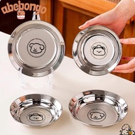 ABEBONGOTF Mini Plates, 304 Stainless Steel 14/16CM Round Plates, Cute Reusable Shockproof Tableware