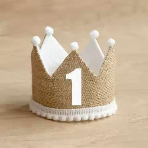1 2 3 4 5 6 7 8 9 Year Burlap Crown Baby Birthday Party Hat Baby Boy Girl Linen Headband 100 Year Ad