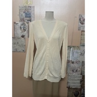 Japanese women's cream cardigan, long form a61