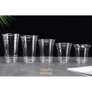 [Wholesale] 50 Sets PET 10/12/16/24oz Premium PET Clear Plastic Cup Milk Tea/Cold Drink Cup with Fla