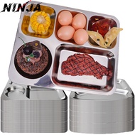 3/4/5 Grids Stainless Steel Partitioned Dinner Plate - Student Returant Plates - Durable, Easy-Clean