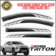 Mitsubishi Triton (Strada) 2016-2023 Rain Guard Window Visor (Two Toned/ Blacknet) Strada Logo