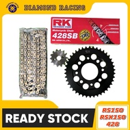 RS150 RXS150 428 SCC BLACK SPROCKET COMBO RK/RKM/SSS/DIAMOND RACING GOLD CHAIN SET