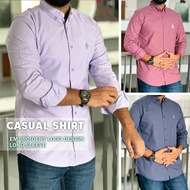 Kemeja Cotton Lengan Panjang Untuk Lelaki | Casual Baju Lelaki | Solid Color | Button-Down Collar