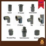 [PN15] PVC Fitting 15mm 20mm 25mm Socket Tank Connector Elbow Threaded Plug End Cap Valve Socket PT Tee Grey Pipe