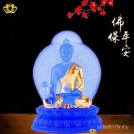 Temple Glass Medicine Master Buddha Table Buddha Temple Gold-Attached Seven Supply Home Glass Crafts