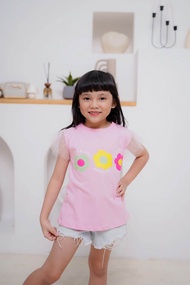 Ava Tee Lucuna Atasan Anak Combed Mix Tile Motif Flower Size 1-5 Tahun - Atasan Tile Anak  Tunik Ana