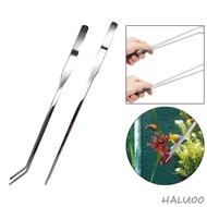[Haluoo] 2 Pieces Aquarium Tweezers Straight and Curved Tweezers Set Multipurpose Stainless Steel Tweezers for Bird