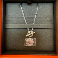 全新Hermes Amulettes H Ex-Libris經典標誌LOGO純銀項鍊墜鍊