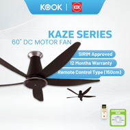 KDK K15YX-RBR/K15YX-QBR Fan Ceiling Long Pipe Fan with Natural Breeze &amp; LCD Screen (150cm/60") Remote Control(KOOK)