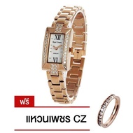 Royal Crown นาฬิกาข้อมือผู้หญิง สายสแตนเลส  รุ่น 3591-SSL (Pink/Gold) แถมฟรี แหวนเพชร CZ 1 วง