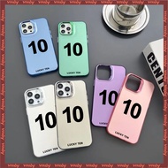 simple Lucky number 10 Colour Plating Metal Lens Frame couple Phone Case Suitable for IPhone15 15Pro