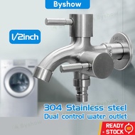 【Byshow】🔥Malaysia In Stock🔥304 Stainless Steel Faucet Bathroom Toilet 2 Way Angle Valve Two Way Tap 