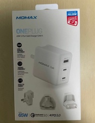 全新未開盒NewMOMAX OnePlug 65W 3-Port GAN Charger UM21 65W 氮化鎵3口快速充電器 旅行裝