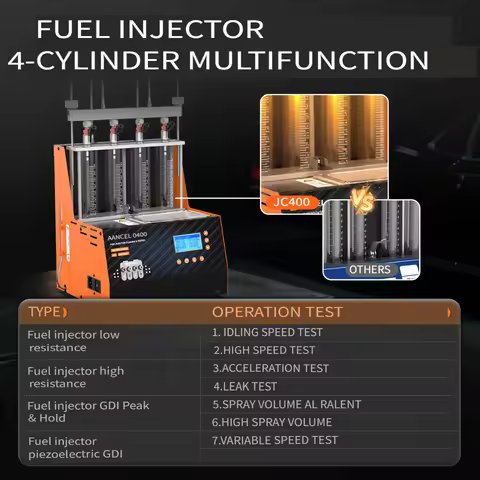 Fuel Injector Cleaner Tester 4Cylinder 90-240V Ultrasonic Cleaning Machine EFI GDI Piezo Injector Di