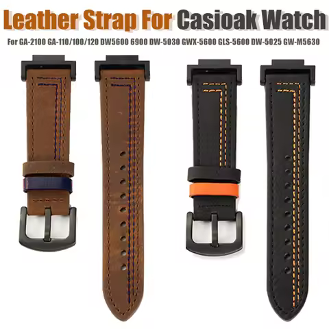 Leather Strap for Casioak GA-2100 GA-110/100/120 DW5600 6900 GLX-5600 Replacement Leather Watch Band