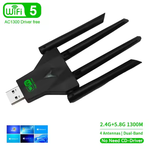 1300Mbps WiFi USB Adapter Dual Band 2.4G/5Ghz Wi-Fi Dongle 802.11AC Powerful Antenna Wireless Receiv