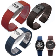 8.13★Fossil leather watch with men's and women's watch chains rubber silicone needle buckle belt accessories 18 20 22mm