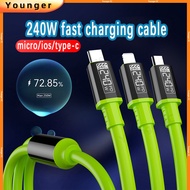 240W Liquid Silicone Fast Charging Data Cable 0.3m/1.2m/2m Length Compatible With iOS/Android Device
