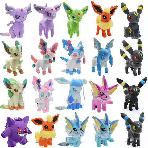 30 Styles Rattata Gengar Squirtle Pokemon Plush Shiny Butterfree Eevee Vaporeon Sylveon Soft Stuffed