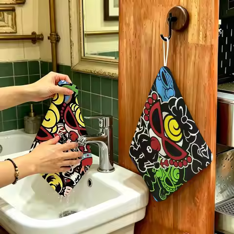 Japan Fashion Hysteric Mini Hanging Kitchen Towel, Polyester Cotton Material, Wear Resistant Hand Wi