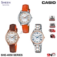 Casio Sheen SHE-4050L SHE-4050PGL SHE-4050SPG Small Case Date Display Quartz Analog Stainless Steel 