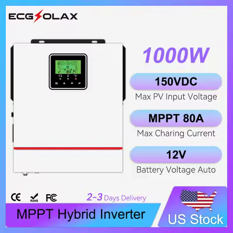 ECGSOLAX 1KW Hybrid Solar inverter 12V Single-phase 220Vac With MPPT 80A Charger Solar Off-grid Hybr