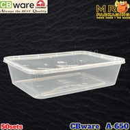 CB A650 Rectangular Container With Lid [ 50sets± ] 650ml Disposable Plastic Box - CBware Chunbe ware