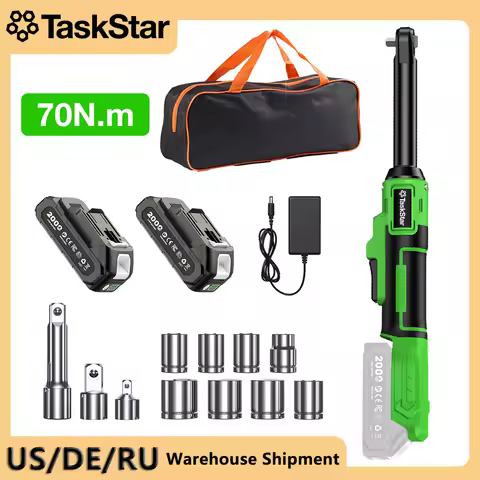 TaskStar 21V/12V Battery Powered Cordless Ratchet Wrench 3/8-inch 80N.m/70N.m/40N.m Torque Electric 