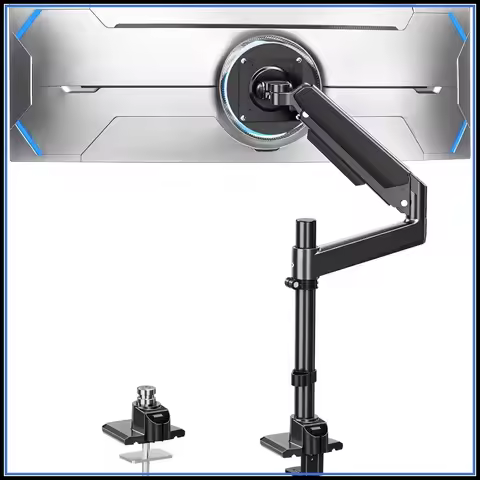Heavy Duty Single Monitor Arm for 49 inch Screens, Holds 7.7-44 lbs, Gas Spring Adjustable, VESA Mou