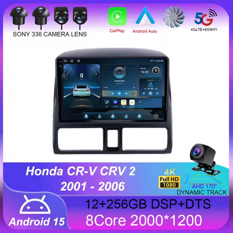 Android 15 Auto Multimedia Video Player For Honda CR-V CRV 2 2001 - 2006 Carplay GPS 2 Din 360 Camer