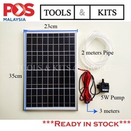 9V 10W Solar Panel & Submersible Water Pump 240L/H Height 2m + 2 Meters Pipe [Sistem Hydroponik Keti